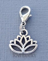 Lotus Flower Clip On Charm Pendant Lobster Clasp C224 - £2.76 GBP
