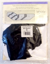 New Avon Legwear Lace Top Stockings Jet Black Size D Silky Smooth w/ Flo... - $9.83