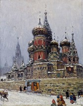 Painting St. Basil&#39;s Cathedral in Winter. Building Repro Giclee Canvas - £6.86 GBP+