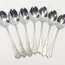 Oneida Dighton Rose Oval Soup Spoons 6 7/8&quot; 18/8 Stainless Lot of 7 Burnished - £30.29 GBP