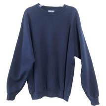 Lands&#39; End Navy Blue Fleece lined Sweatshirt Sz Large Men&#39;s - £17.43 GBP