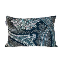 Shades of Blue Beaded Embroidery Decorative Throw Pillow - £45.02 GBP