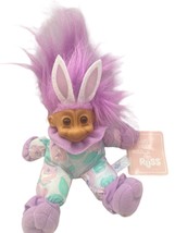 Vintage 1980&#39;s Russ Easter Bunny Troll Doll Purple Hair W/ Tag - $17.81
