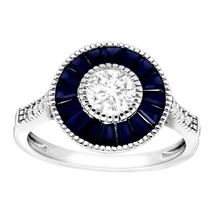 1 5/8 Karat Künstlicher Blauer Saphir Radial Cluster Damen Ring 925 Silber - $104.03