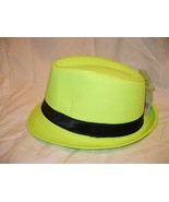 Nollia Unisex Trilby Neon Fedora Hat Bright Neon Green W Black New Light... - $22.41 CAD