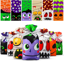 48 Pcs Halloween Drawstring Treat Bags Bulk Halloween Plastic Candy Goodie Bags  - $16.82