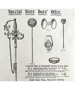 Sterling Silver Jewelry Pin Ring 1894 Advertisement Victorian Accessory ... - $28.11 CAD
