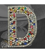 5038, 5065 - Letter D Multicolor Rhinestone Iron On Patch  - $4.00
