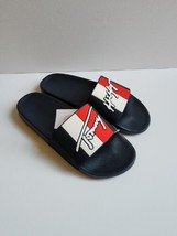 Tommy Hilfiger Tmerlay-C Slide Sandals Mens 12 Blue Red White Logo NEW - $32.54
