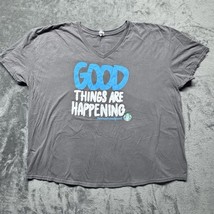 Starbucks Good Things Are Happening Graphic T-Shirt Gray V-Neck Anvil 3XL - $39.00