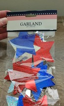 Red White And Blue Stars Garland, 6&#39;. 4th Of July, Patriotic-Brand New-S... - $14.21