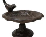 Cast Iron Rustic Whimsical Bird On Fountain Bird Feeder Bath Small Sculp... - $19.99