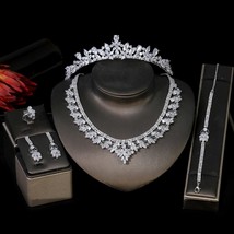 Baroque Crystal Bridal Jewellery Set, Bridal Headdress Water Droplets CZ Headdre - £93.93 GBP