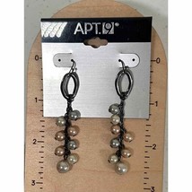 Apt 9 Multicolored Faux Pearl Gunmetal Dangle Earrings Fishhook Back Chain Drop - £9.23 GBP