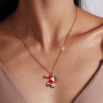 Clear Cubic Zirconia &amp; Red Enamel Santa Pendant Necklace - £9.47 GBP