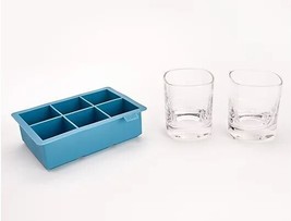 Host Set of 2 Whiskey Glasses &amp; Square-Cube Ice Tray (Perfect Housewarming) - £23.01 GBP