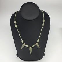 13.2g,2mm-28mm, Small Green Serpentine Arrowhead Beaded Necklace,19&quot;,NPH239 - $4.80