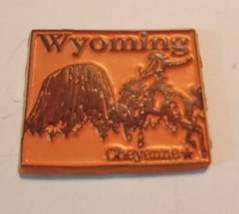Wyoming die cut rubber fridge magnet orange brown Cheyenne cowboy Stone - £6.82 GBP