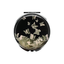 1 Mother of Pearl Compact Mirror, Cosmetic, Makeup Mirror, Butterfly Pat... - $14.84