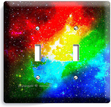 Space Galaxy Stars Rainbow Nebula Cloud 2 Gang Light Switch Plate Room Art Decor - £9.49 GBP