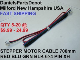 LOT 5-20 STEPPER MOTOR CABLE 700mm RED BLU GRN BLK 6 PIN2.0 4 PIN XH2.54... - £7.81 GBP+