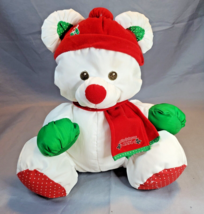 Fisher Price Christmas 1991 Puffalumps White Red Green Bear Stuffed Plush Toy - $21.73