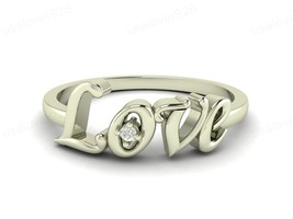 Diamond White Round Gemstone 925 Sterling Silver Love Design Women Ring Jewelry - £38.89 GBP