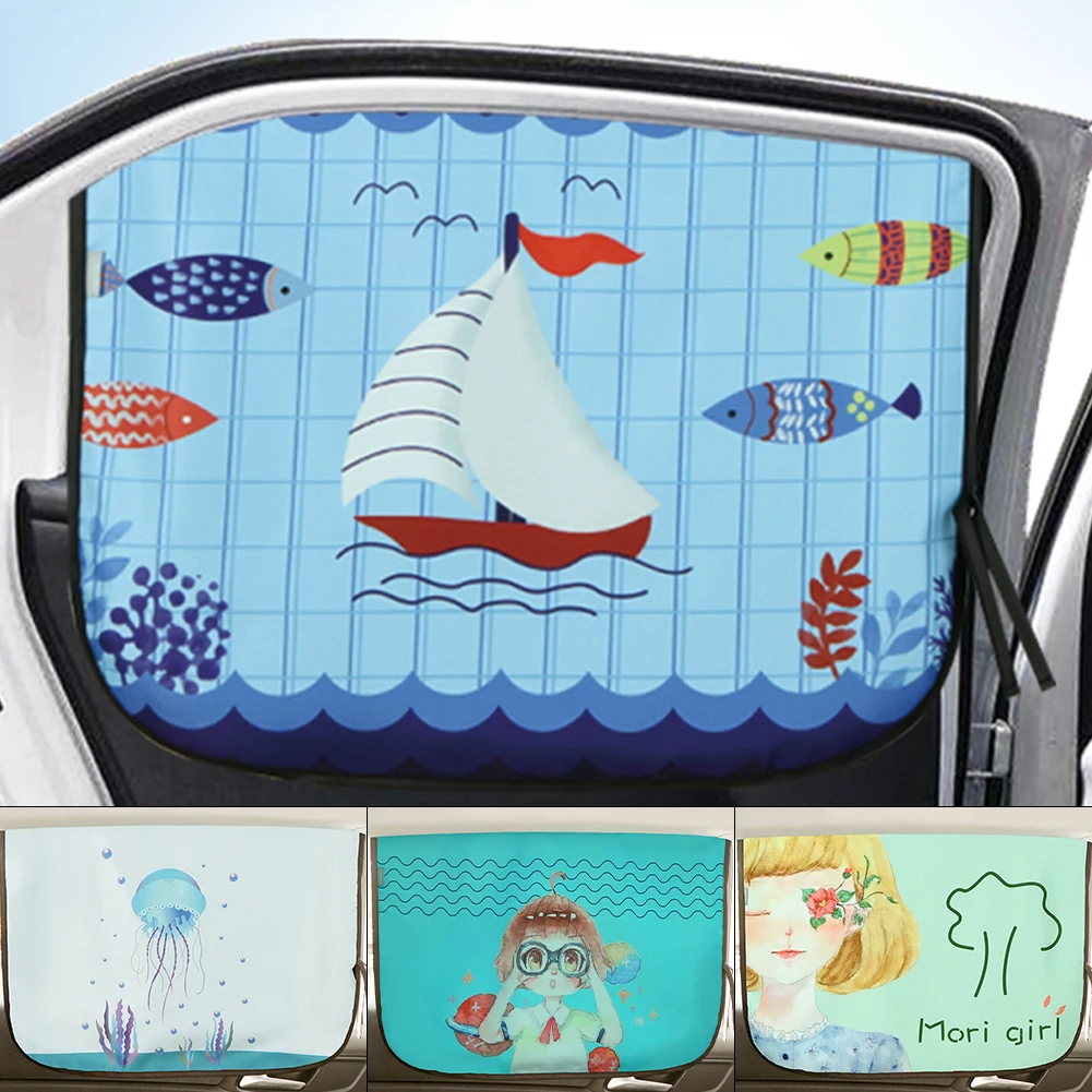 60x45cm Universal Car  Shade Magnetic Cute Cover UV Protection Side Window  Curt - £65.11 GBP