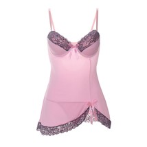 High Slit Bows and Lace Babydoll Set - $25.99