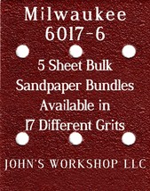 Milwaukee 6017-6 - 1/4 Sheet - 17 Grits - No-Slip - 5 Sandpaper Bulk Bundles - £3.97 GBP