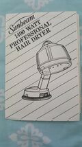 Instructions For Sunbeam 1400 Watt Professional Hair Dryer - $8.21 CAD