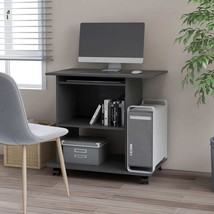 Computer Desk Gray Engineered wood Compact Sliding Components - $135.99