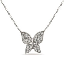 14k White Gold Over 0.55 Ct Simulated Diamond Butterfly Pendant christmas Gift - £75.41 GBP