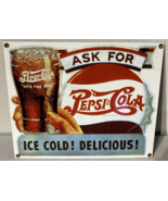 Vintage Ice Cold PEPSI COLA Ande Rooney Porcelain Advertising Sign - €43,11 EUR