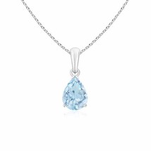 Pear-Shaped Aquamarine Solitaire Pendant in Silver (Grade- AA, Size- 8x6MM) - £235.04 GBP