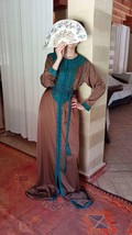 Y2K Brown Moroccan kaftan with Blue, Brown Caftan dress, Evening frock dress - £235.36 GBP