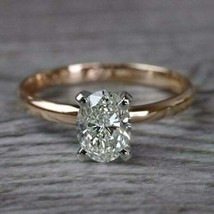 1.5Ct Oval Simulated Diamond Engagement 14k Two Tone 0Gold Plated Solitaire Ring - £75.40 GBP