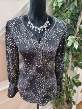 Libby Edelman Women&#39;s Black Polyester V-Neck Long Sleeve Pullover Blouse... - £19.98 GBP
