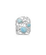 Sterling Silver Polished Ornate Larimar Ring - $151.80 CAD