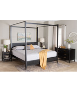 Albert Black Fluted Wood King Size 4Pc Canopy Bedroom Set - $29,967.46 MXN