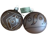 Seasons of Cannon Falls Poland 2 Gray Glitter Ball Ornaments Set of 2 - £9.32 GBP