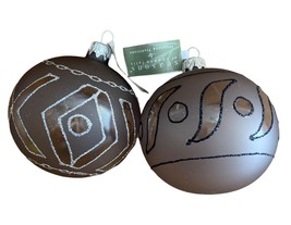 Seasons of Cannon Falls Poland 2 Gray Glitter Ball Ornaments Set of 2 - £9.44 GBP