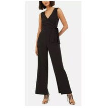 Bar III Womens M Black V Neck Tie Front Wide Leg Jumpsuit NWT CT46 - £31.25 GBP