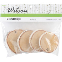 Natural White Birch Tags 4/Pkg-1.75&quot; To 2.75&quot; - £13.97 GBP