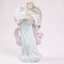 VTG Mark O&#39;Well Angel Figurine Sculpture Harp Music Instrument Pink Shawl 10.5&quot; - £13.58 GBP