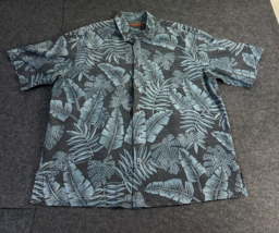 Tori Richard Button Up Shirt Men&#39;s Large Blue Tropical Hawaiian Made In USA Silk - £15.49 GBP