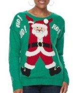 Womens Sweater Ugly Christmas Light Up Green Santa Long Sleeve Holiday-s... - £21.65 GBP