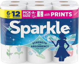 Pick-A-Size Paper Towels Spirited Print Design 6 Double Rolls (660 Sheet... - $11.79