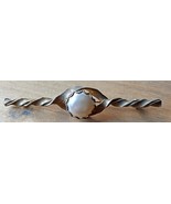 3.5&quot; Antique Art deco brass statement torsade long brooch with faux pearl - $21.50