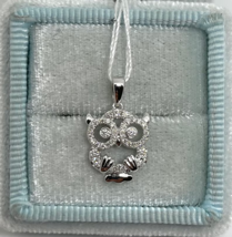 2Ct Round Cut Real Moissanite Small Owl Pendant 14K  White Gold Plated  Silver - £259.15 GBP